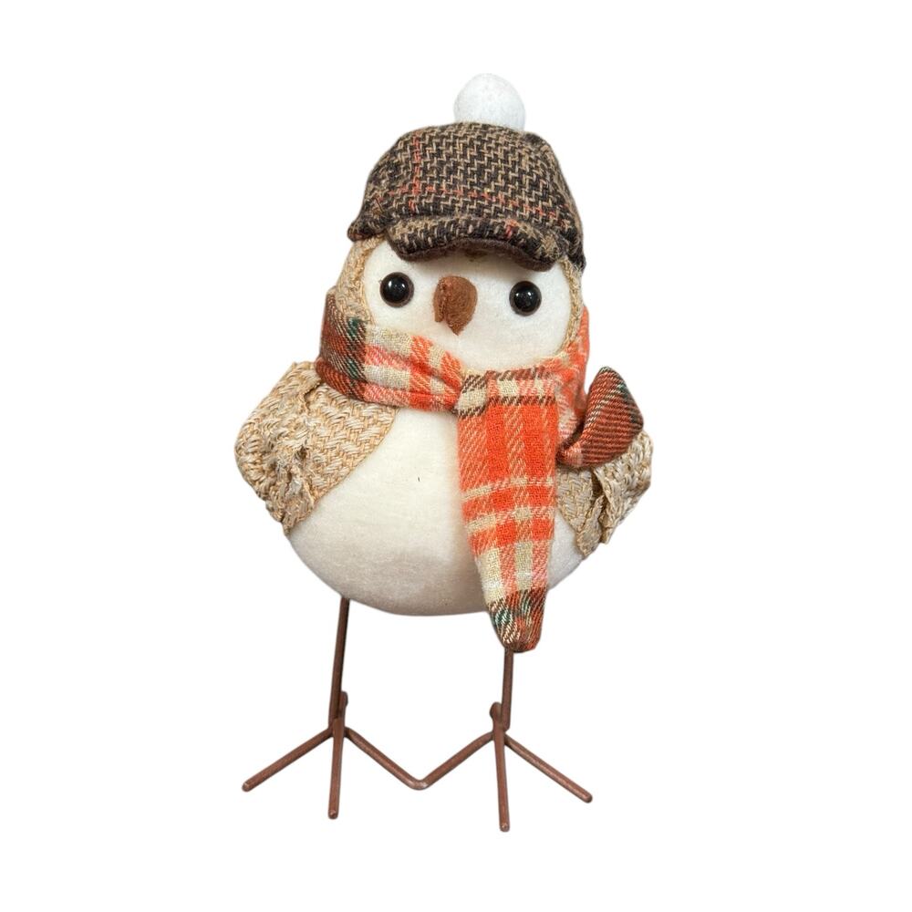 Rare Harvest Autumn Felt Bird 7" Table Thanksgiving Anthropomorphic Fall Decor‎